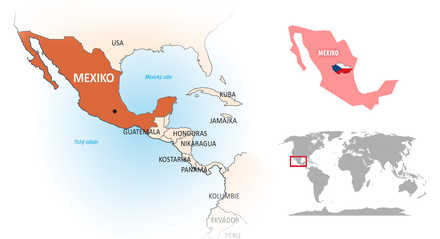Mexiko mapa horizontal